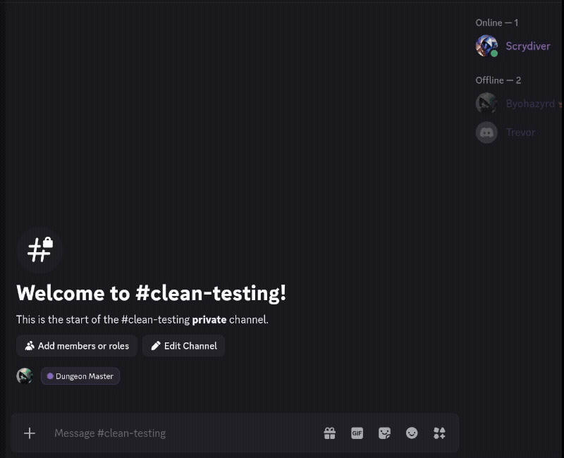 Discord /inventory command showing character items with weight, gold, and rarity